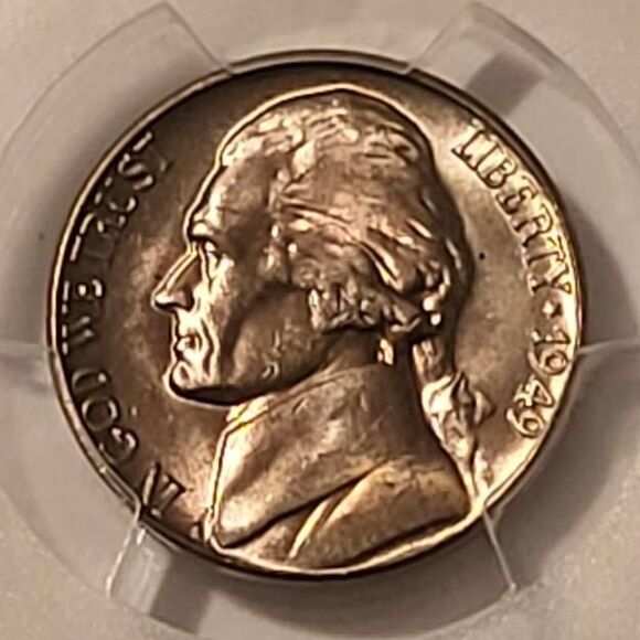 1949 D Jefferson Nickel MS64 PCGS Toning - Picture 3 of 4
